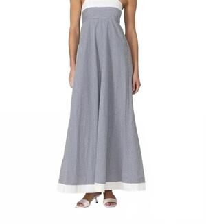 NEW LUSANA adrianna maxi dress in denim stripe